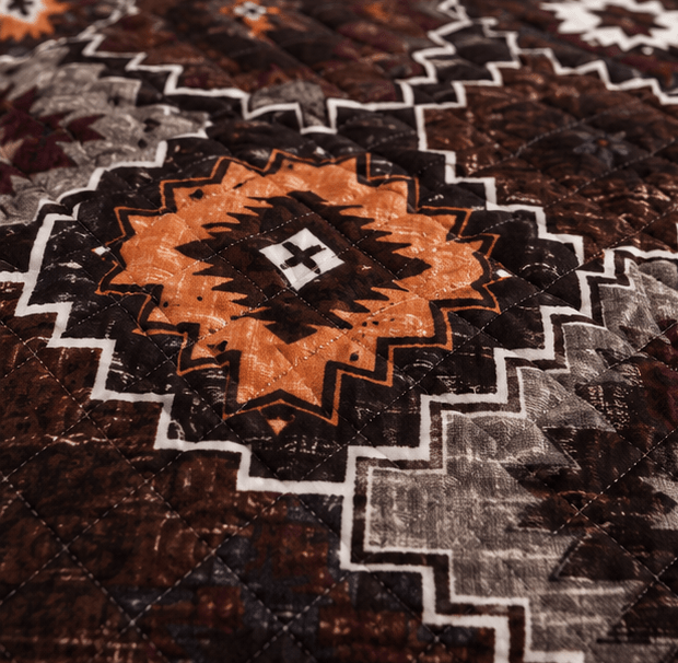Printed Quilted Bedspread Dark chocolate brown - Zarle