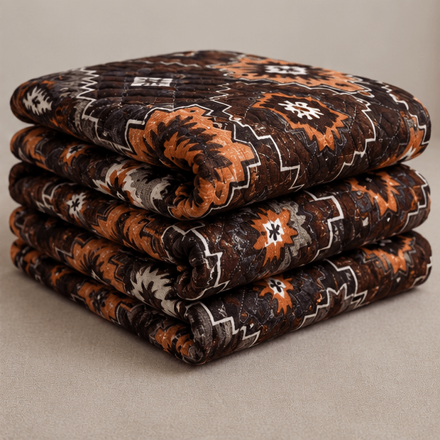 Printed Quilted Bedspread Dark chocolate brown - Zarle