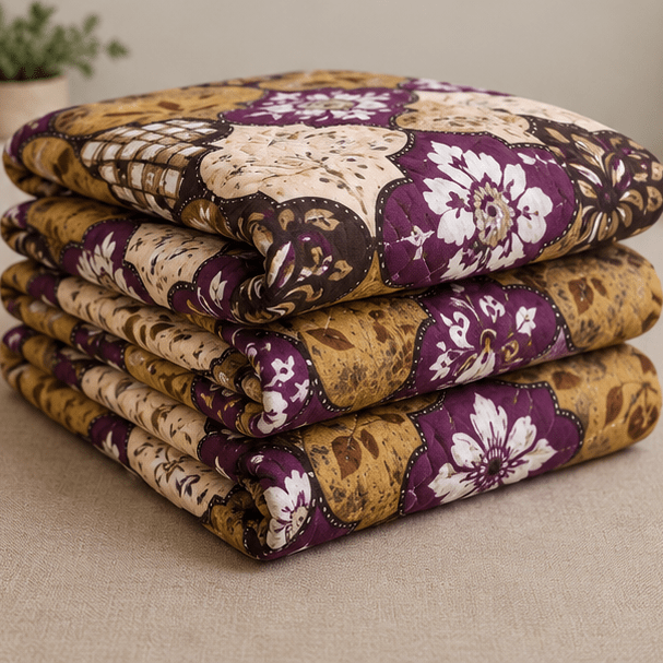 Printed Quilted Bedspread deep purple - Zarle