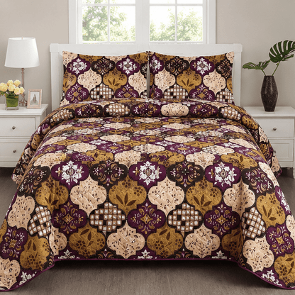 Printed Quilted Bedspread deep purple - Zarle