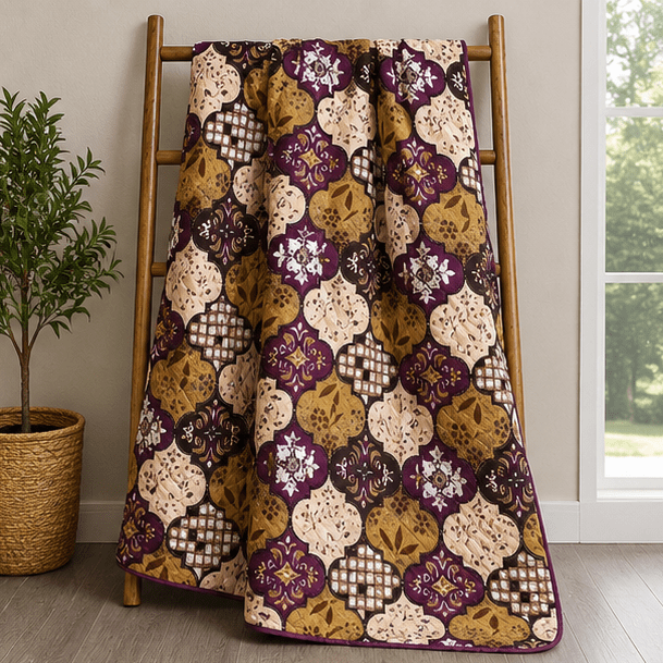 Printed Quilted Bedspread deep purple - Zarle