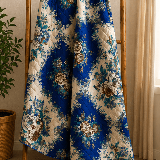 Printed Quilted Bedspread Royal Blue - Zarle