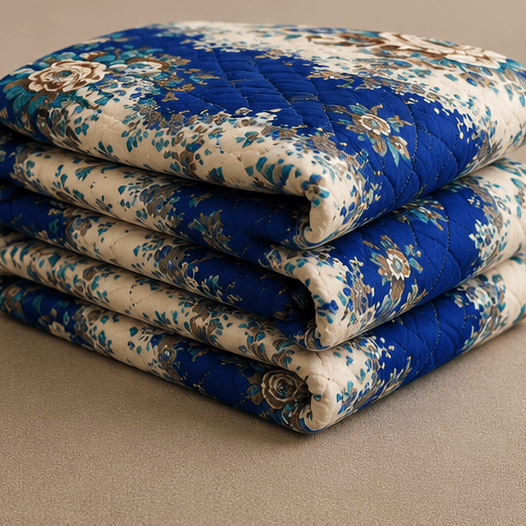 Printed Quilted Bedspread Royal Blue - Zarle