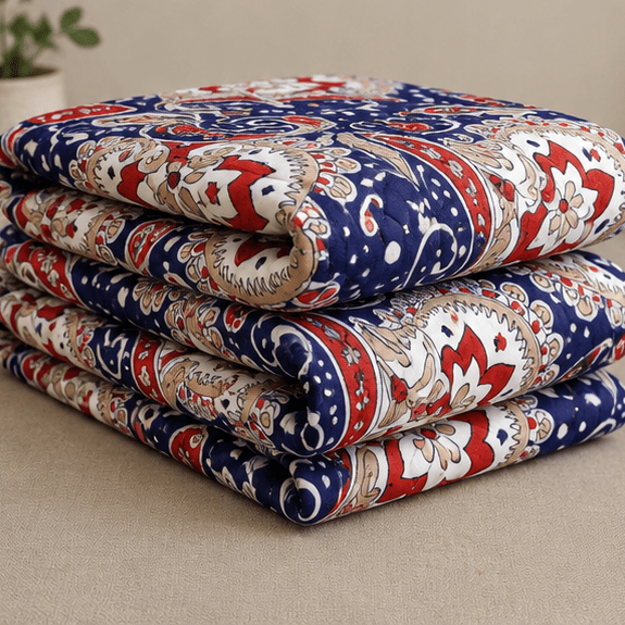 Printed Quilted Bedspread Set Blue - Zarle