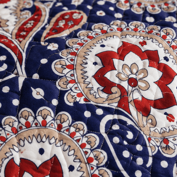Printed Quilted Bedspread Set Blue - Zarle