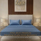 Steel Blue Premium Plain Dyed Bedsheet – 300 TC Cotton Sateen (King Size) - Zarle