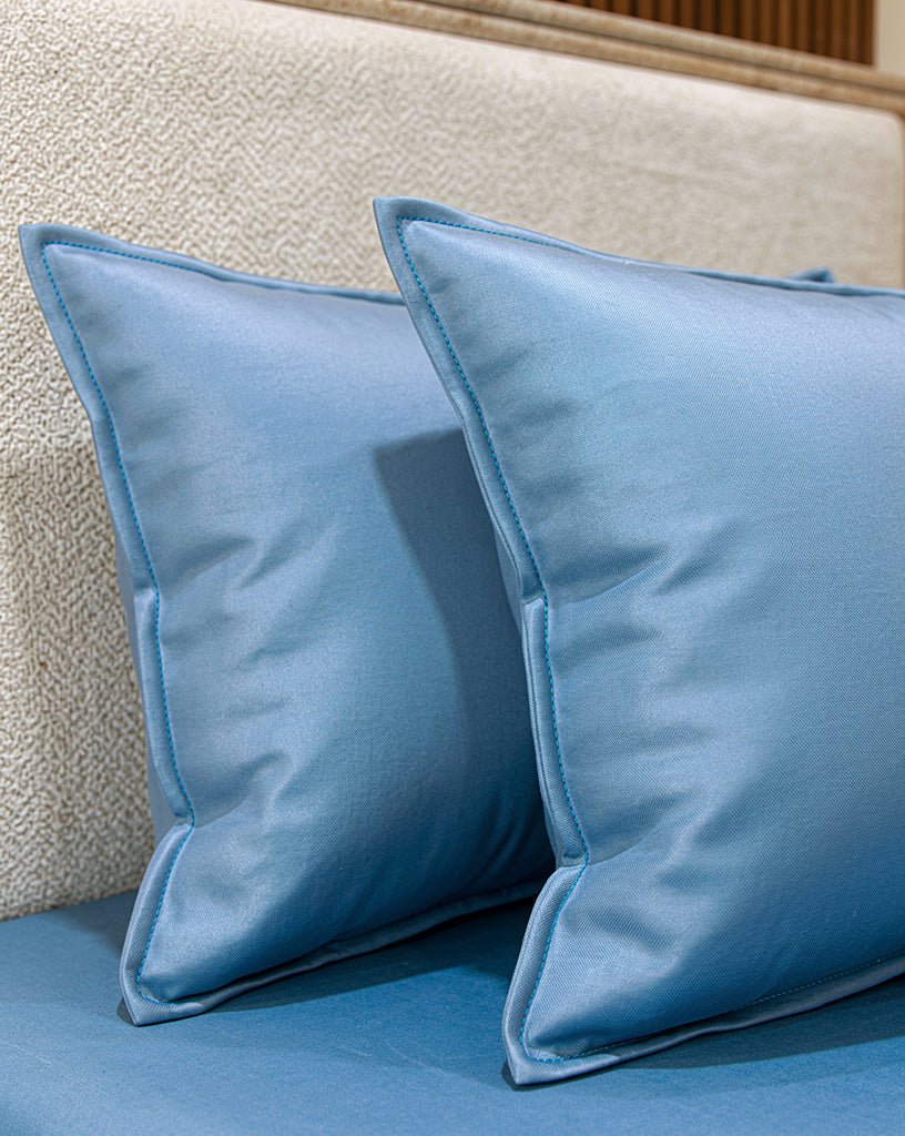 Steel Blue Premium Plain Dyed Bedsheet – 300 TC Cotton Sateen (King Size) - Zarle