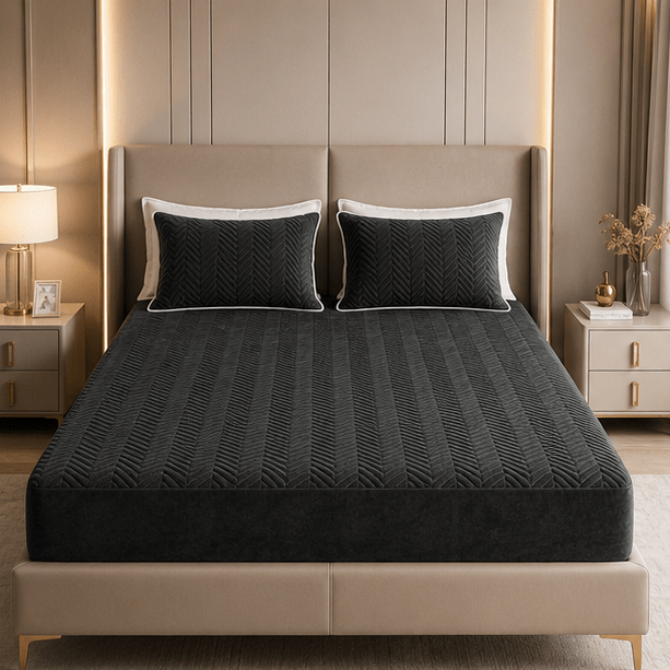Waterproof Quilted Mattress Protector – King Size (Black) - Zarle