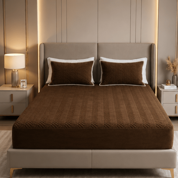 Waterproof Quilted Mattress Protector – King Size (Dark Brown) - Zarle