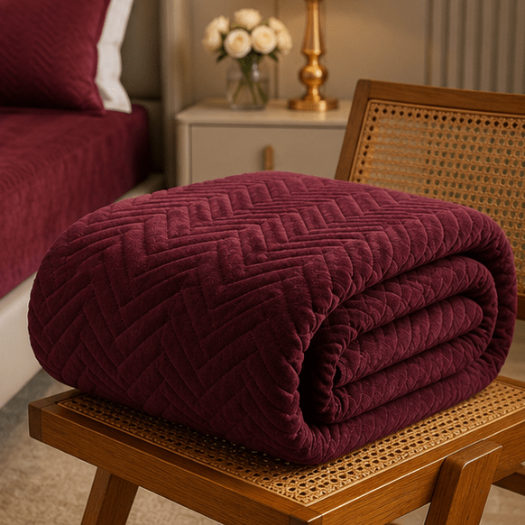 Waterproof Quilted Mattress Protector – King Size (Maroon) - Zarle