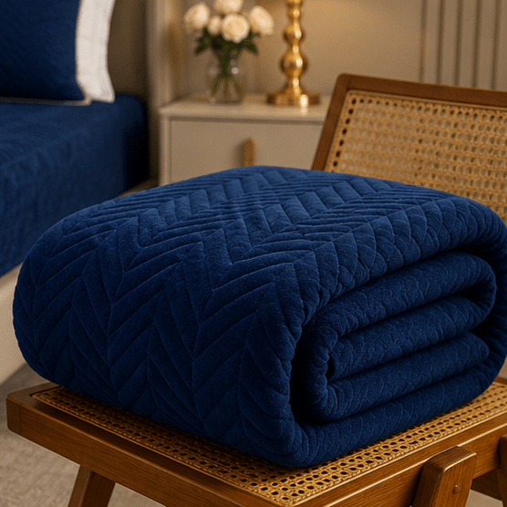 Waterproof Quilted Mattress Protector – King Size (Navy Blue) - Zarle
