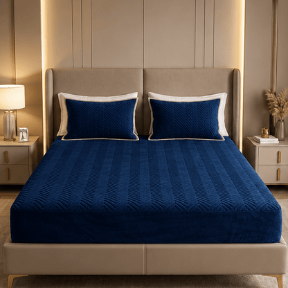 Waterproof Quilted Mattress Protector – King Size (Navy Blue) - Zarle