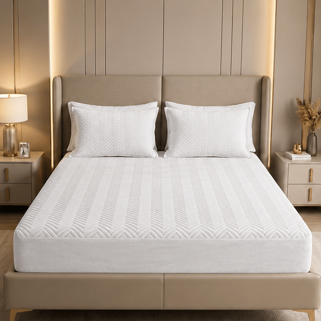 Waterproof Quilted Mattress Protector – King Size (White) - Zarle