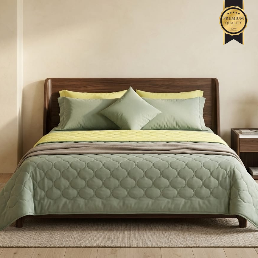 Reversible Bed in a Bag – Smoke Green & Lemon Tan