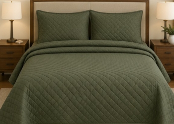 Elegant Olive Green  Bedspread Set