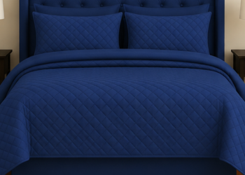 Elegant Navy Blue Bedspread Set