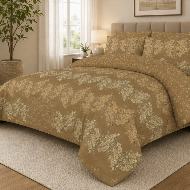 printed pure cotton bedsheet mustard printed pure cotton bedsheet mustard