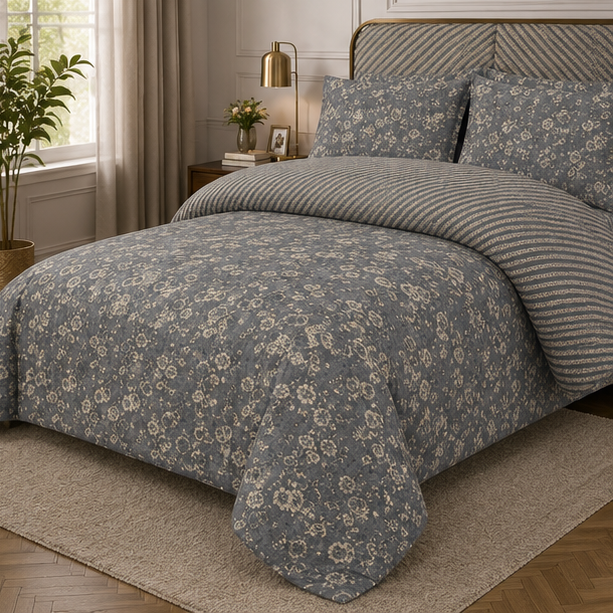 printed pure cotton bedsheet dusty blue printed pure cotton bedsheet dusty blue
