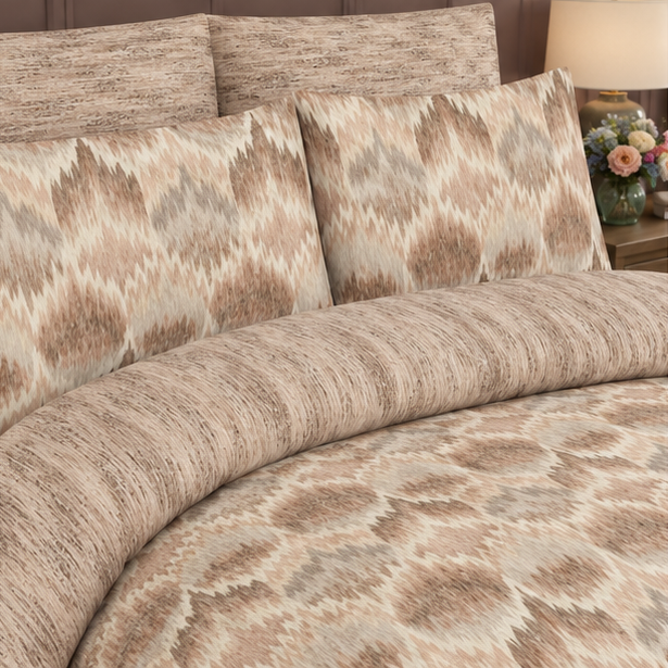 printed pure cotton bedsheet beige printed pure cotton bedsheet beige
