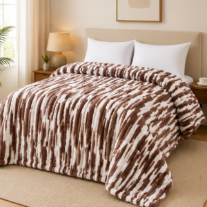 luxury plush bed blanket chocolate brown