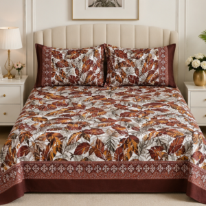 crystal cotton lifetime bedsheet brown and rust