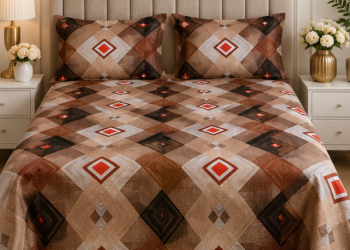 Crystal Cotton Lifetime Bedsheet Brown and Beige